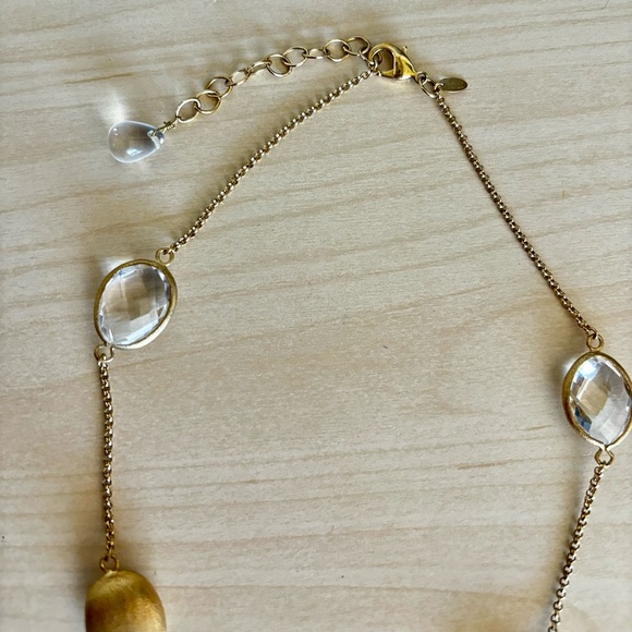 RIVKA FRIEDMAN 18K Gold Clad Pebble & Faceted Rock Crystal Station Necklace - Picture 5 of 6